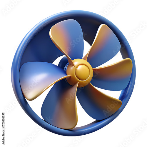 Blue and Yellow Propeller Fan blades wind