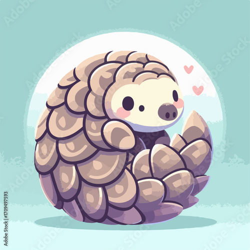 flat illustration of a pangolin