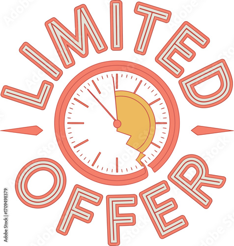 A promotional graphic featuring a clock with a missing segment and the words limited offer around it