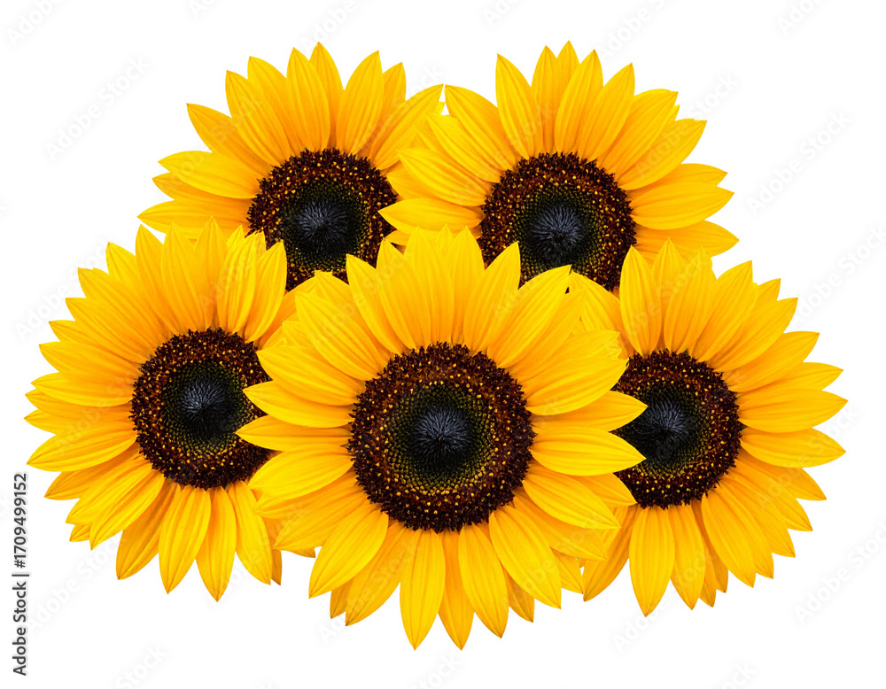 Fototapeta premium Sunflower, flowers isolated on transparent background, Yellow, yellow flower, isolate