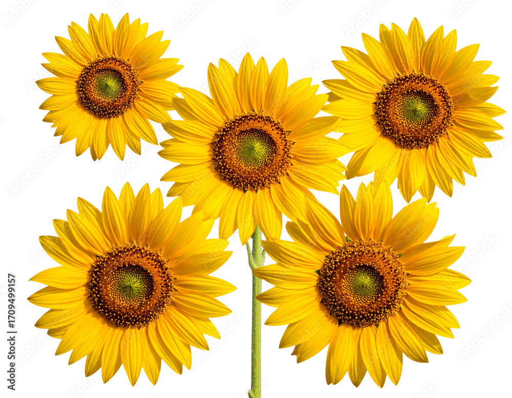 Obraz premium Sunflower, flowers isolated on transparent background, Yellow, yellow flower, isolate 