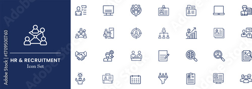 HR & Recruitment Vector Icon Pack – Minimalist Hiring, Job Search, Candidate Selection, and Employee Management Icon