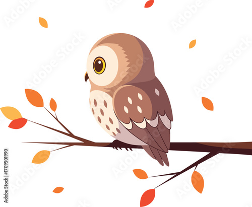 Wise Owl on Tree Branch 2