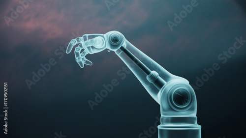 Robotic arm technology automation artificial intelligence engineering design innovation future tech drawing