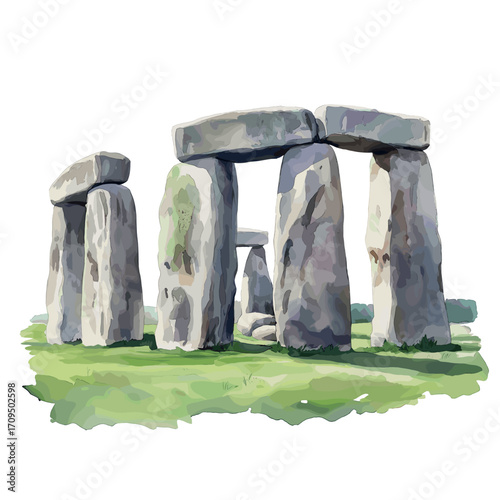Stonehenge. Stonehenge watercolor vector illustration