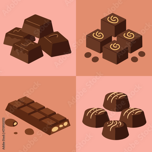 set illustration vector graphic of chocolate bar