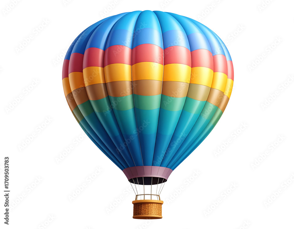 Naklejka premium Minimalist Hot Air Balloon Silhouette with Gradient Colors, Isolated