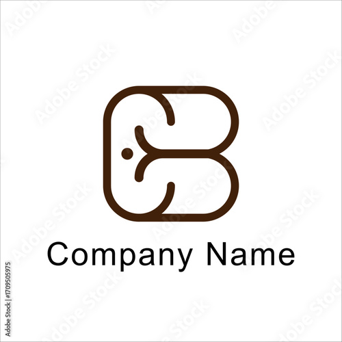 CB logo design vector illustration on nature concept and minimalist style