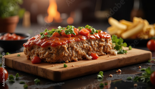 - Dumplings on wooden board, rustic food styling, warm colors, appetizers