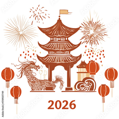 2026, new year, year of the horse, asia, vector, transparent background, festival, design, backdrop, pattern, element, backgrounds, horse, equine