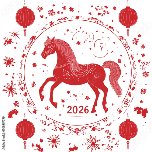 2026, new year, year of the horse, asia, vector, transparent background, festival, design, backdrop, pattern, element, backgrounds, horse, equine