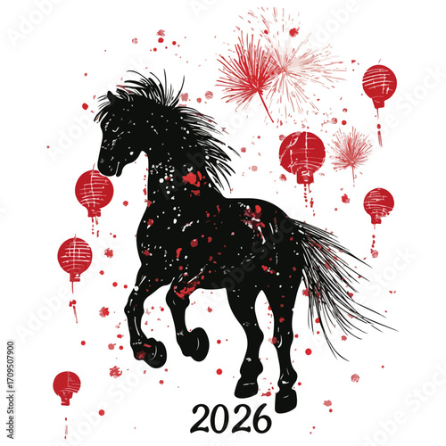 2026, new year, year of the horse, asia, vector, transparent background, festival, design, backdrop, pattern, element, backgrounds, horse, equine