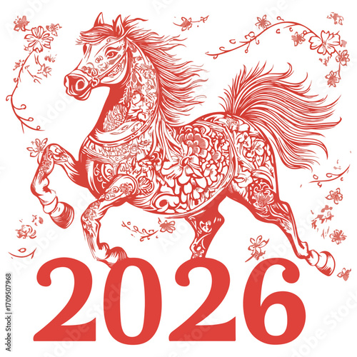 2026, new year, year of the horse, asia, vector, transparent background, festival, design, backdrop, pattern, element, backgrounds, horse, equine