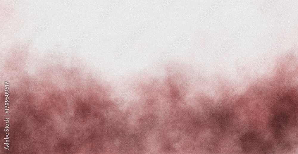 Fototapeta premium Light red smoky cloud grainy gradient on white background, wide size, noise texture effect