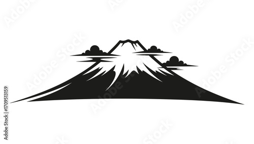 Mount Fuji Silhouette with Clouds