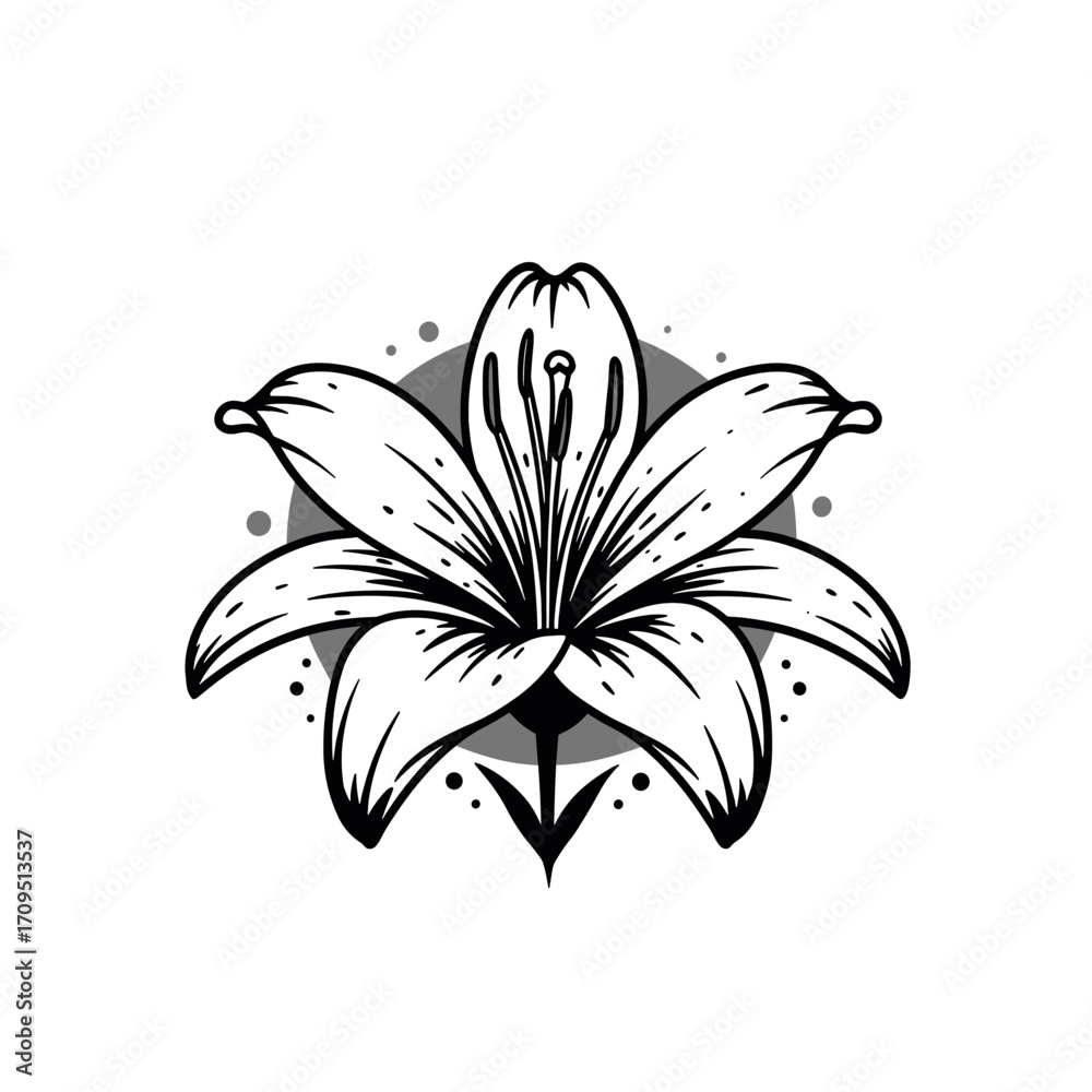 Obraz premium Elegant Black and White Lily Illustration