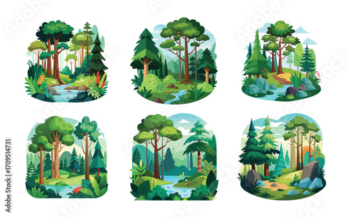 Six enchanting forest scenes nature landscapes trees river