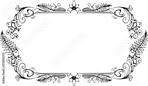 Elegant vintage decorative border with floral elements offers timeless charm for invitations and designs