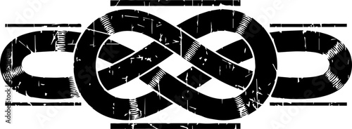 Bold infinity knot symbol with distressed chain links signifies eternal connection and strength