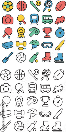 Sports and Recreation Icons Set.