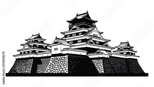 Japanese Castle Illustration