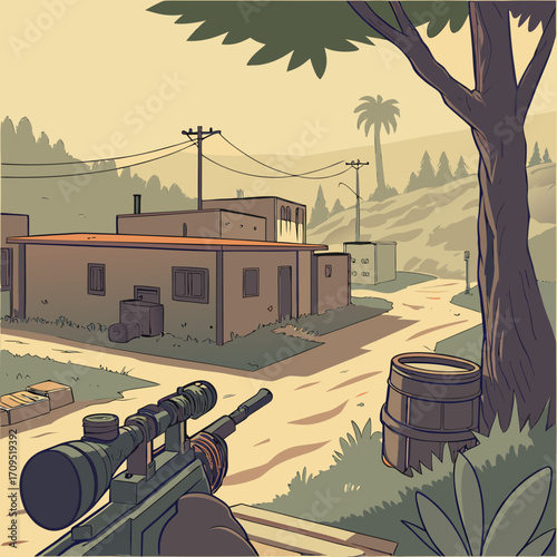vector illustration of a village