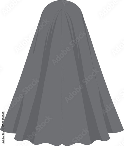 Simple Cartoon Drawing of a Gray Ghost Costume Isolated Character