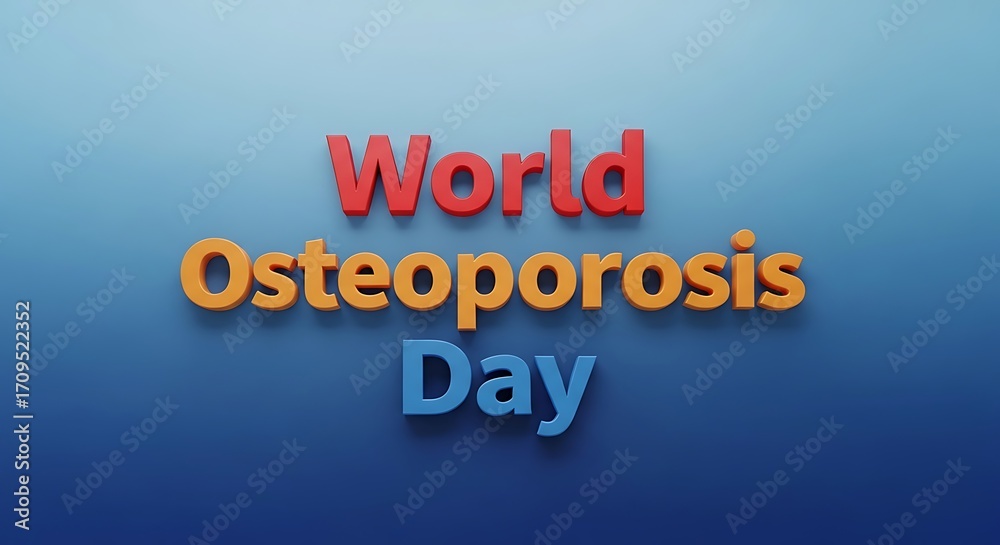 Obraz premium World osteoporosis day text on blue gradient background to raise awareness of osteoporosis prevention