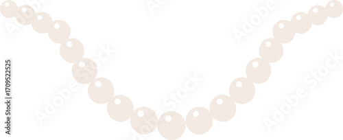 Simple Flat Design Beautiful Creamy Pearl Necklace Jewelry Illustration