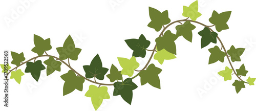 Simple Flat Style Ivy Garland Border Green Leaf Design Element
