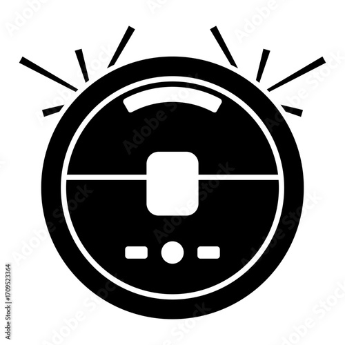 ロボット掃除機・掃除ロボット・ロボティックバキュームクリーナー　アイコン・シルエット　ベクター／透過PNG／JPEG白背景