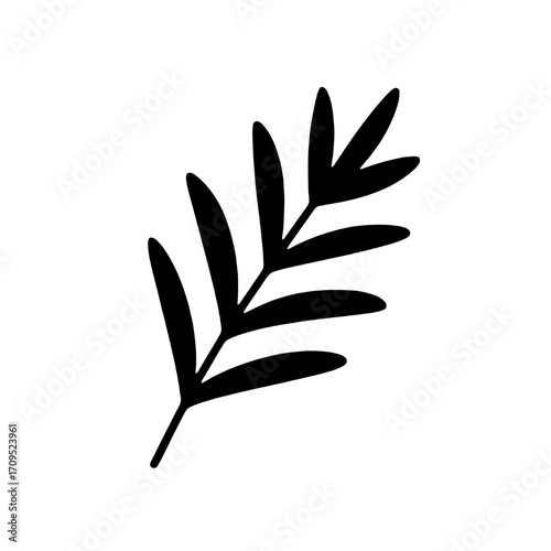 Botanical Leaf Icon for Design Black & White Vector Illustration for Creative Projects