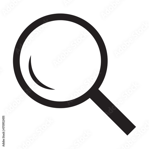 Magnifying glass icon. Loupe icon, magnifier black symbol.
