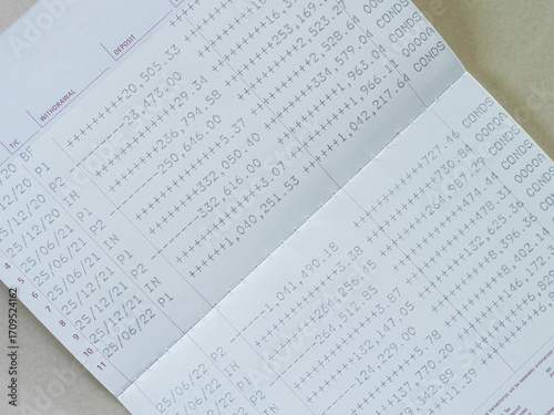 Wallpaper Mural Bank account book statement balance number cash, data investment debt math in office, bill receipt and payment business credit card account, check paper financial loan tax concept. Torontodigital.ca