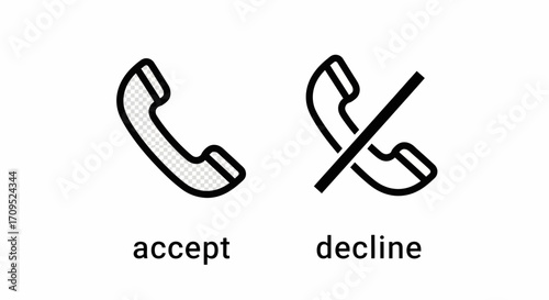 Icons representing accepting and declining a phone call, symbolizing communication choices.