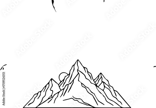 Majestic mountain peaks at sunrise, evoking adventure and serene natural beauty for your next project.