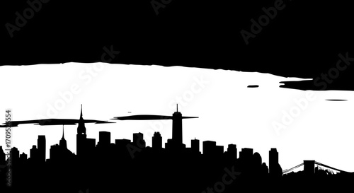 Dynamic New York City skyline silhouette at dusk, offering a modern, professional urban backdrop.