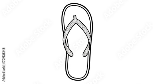 Simple outline of a single flip-flop sandal on a white background.