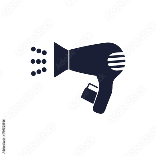 Flat vector illustration of hair dryer icon. Perfect for beauty salon, hairstyling, hair care, barber shop, spa service, fashion, cosmetic products, and personal grooming design concepts.