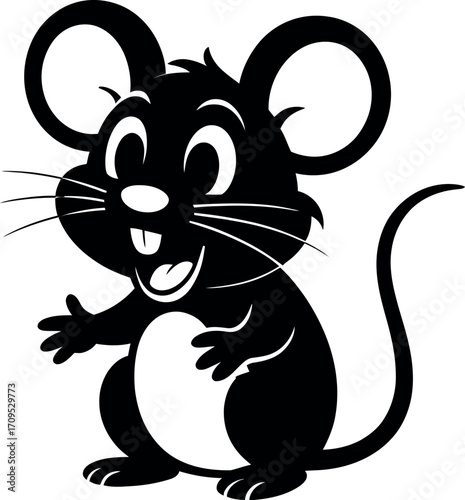 Adorable cartoon mouse with big ears and a happy smile, ready for fun