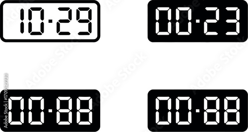 Digital clock displays showing different times, representing time management and schedules