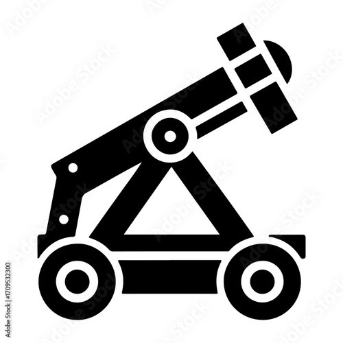 •  imple Pictogram Vector Icon of Medieval Catapult