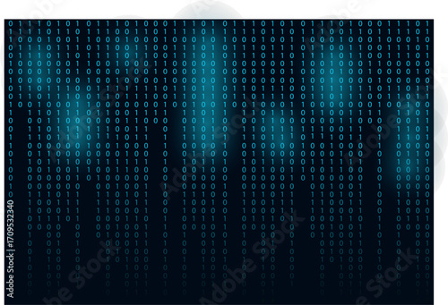 Matrix binary code 0 and 1 numbers. Tech hacker concept. Futuristic Falling digits on dark backdrop bg. Running random numbers. 