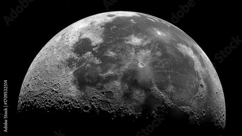 Close-up view of the moon's surface
