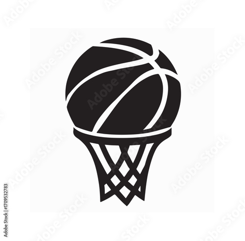 Basketball Scoring Logo in Silhouette Style on white background