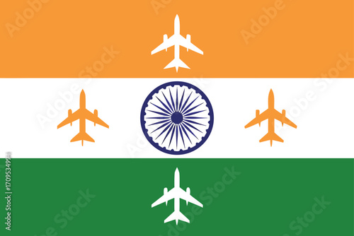 Indian Flag with Airplanes and Ashoka Chakra aircraft