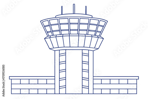 Outline of a Modern Air Traffic Control Tower with Rectangular Base airport aviation