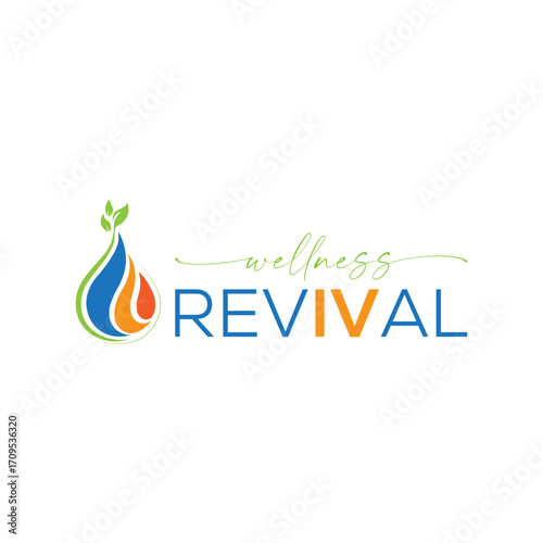 Wellness revival logo with a colorful water drop