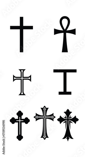 A collection of religious and symbolic cross designs.