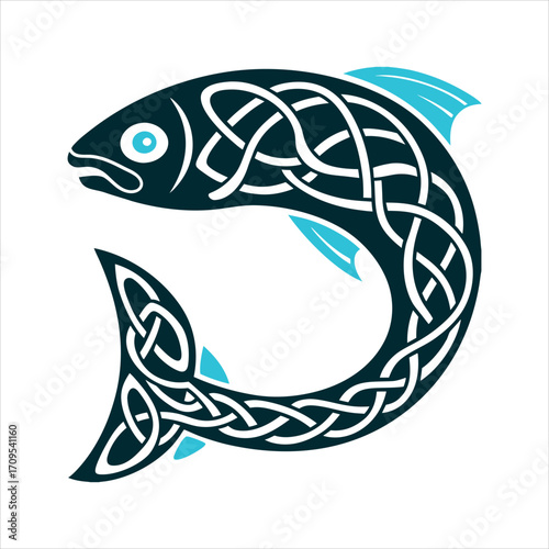 Salmon of Wisdom: Celtic Knot Fish Symbol Salmon of Wisdom fish in Celtic knotwork embodying knowledge